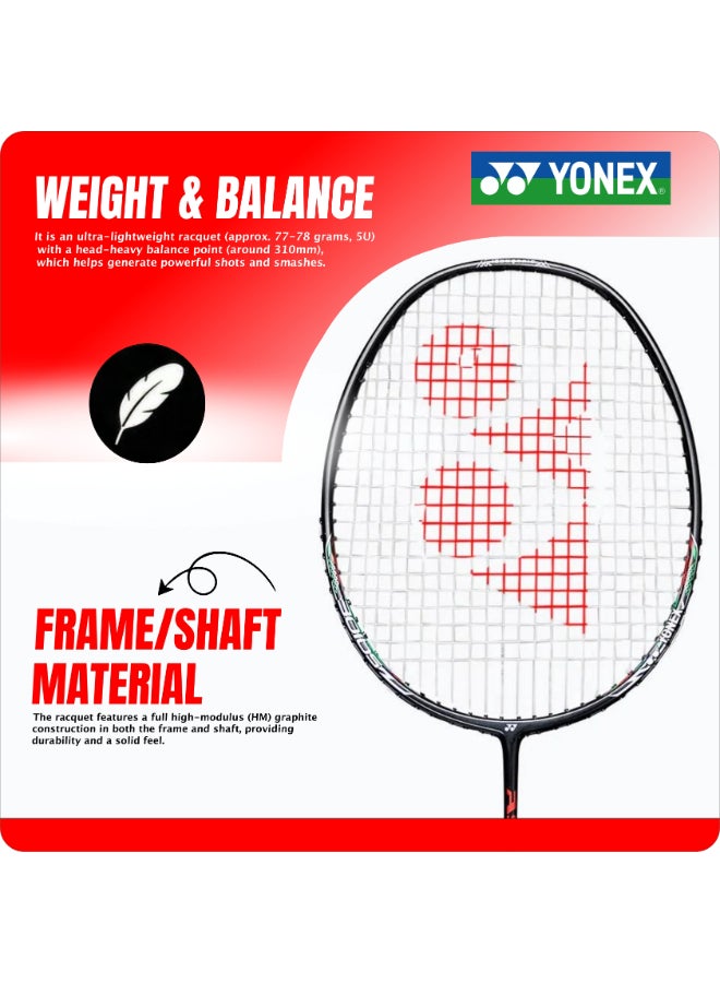 يونيكس مضرب تنس الريشة يونيكس أستروكس لايت 37i أسود اللون، مزود بأوتار وغطاء كامل - إطار خفيف الوزن وعالي القوة لضربات ساحقة سريعة وتحكم وأداء شامل - Image 3